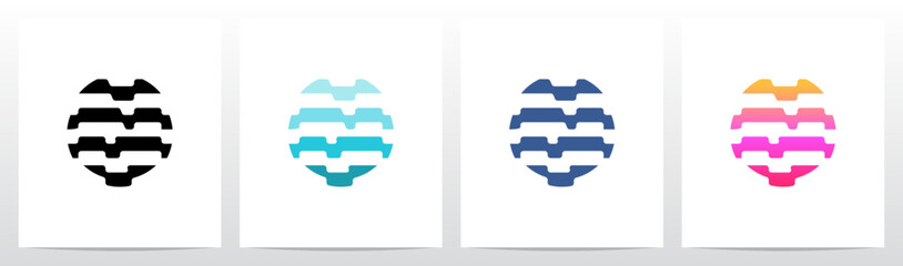 Stripes Horizontal Contour Lines Letter Initial Logo Design N