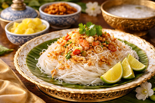 Thai traditional meal Kanom Cheen Saw Nam
