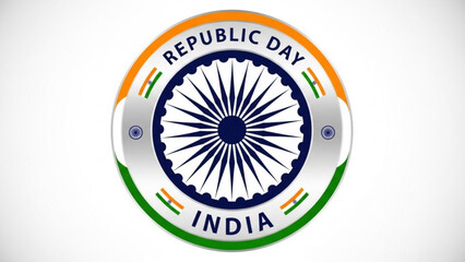 Republic day india celebration emblem with ashoka chakra wheel and tricolor background with Indian flag and Patriotic and National holiday and Logo