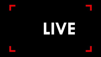 Live stream recording overlay with blinking red dot indicator and corner framing on dark background