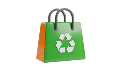 Green Shopping Bag with Recycle Symbol