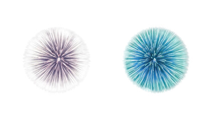 Two colorful abstract circular designs on transparent background