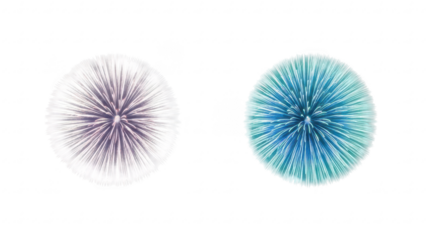 Two colorful abstract circular designs on transparent background