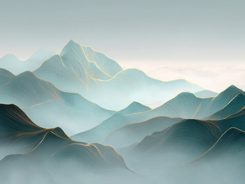 abstract blue waves - Powered by Adobe