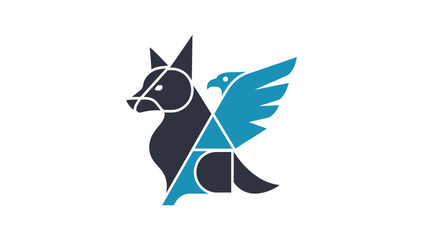 Fototapeta premium Unique logo design featuring a wolf and eagle fusion, representing strength and vision.