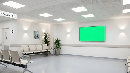 Modern Minimalist Office Reception Area with Stylish Seating, Lush Indoor Plants & Bright Welcoming Atmosphere