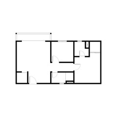 Black and White floor plan of a modern unfurnished house for your design. Suburban house vector blueprint. Architectural background.