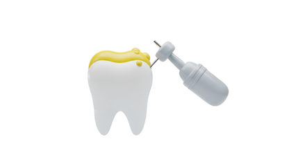 Cartoon tooth being drilled by dental drill