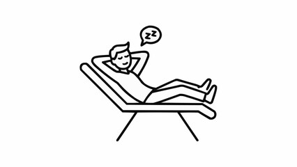 Man relaxing on a lounge chair sleeping peacefully.