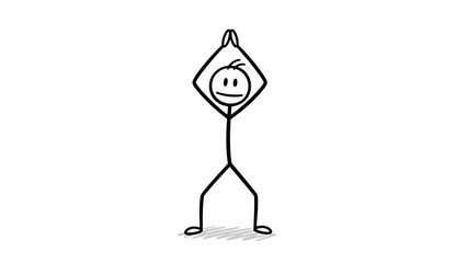 Peaceful Stick Figure Man Meditating in a Yoga Prayer Pose with Balanced Serenity on an Isolated White Background