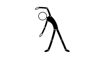 Flexible Stick Figure Man Stretching His Body Sideways in an Exercise Pose on an Isolated White Background