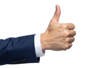 hand showing thumbs up isolated on transparent background