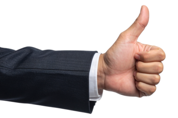 hand showing thumbs up isolated on transparent background