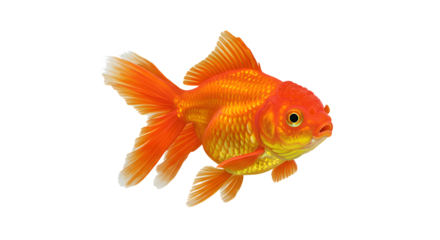Colorful Goldfish with Bright Orange Scales and Flowing Fins Swimming in Water