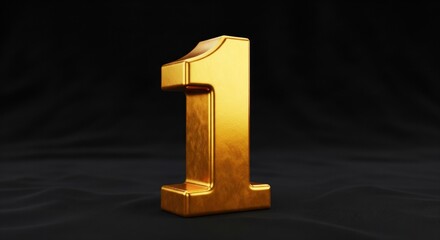 A large, golden number one stands on a dark, fabric-textured surface