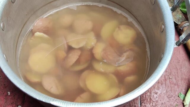 Jengkol rebus or boiled dogfruit, stinky beans, used as a popular dish in Indonesia