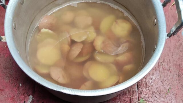 Jengkol rebus or boiled dogfruit, stinky beans, used as a popular dish in Indonesia