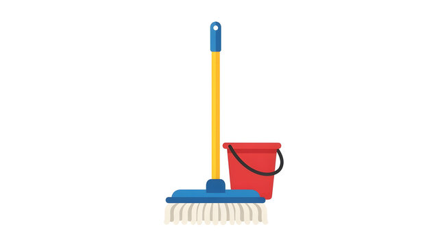 Cartoon style mop used for cleaning