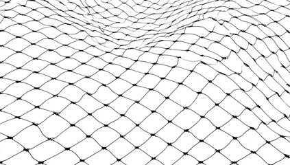 Wavy black grid network on a white background, creating abstract textures