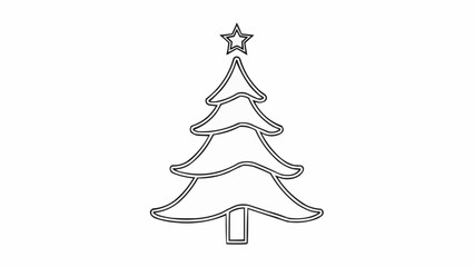 Simple outline drawing of a Christmas tree with a star on top.