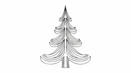 Stylized outline of a Christmas tree with flowing branches.
