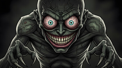 Scary momo character with creepy horror atmosphere