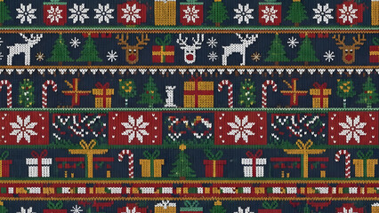 Ugly sweater holiday background with festive winter vibe