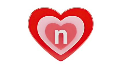 Nested Hearts with Letter 'n'