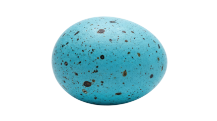 A speckled light blue sphere with dark spots is centered in the frame against a bright background studio shot on white and transparent