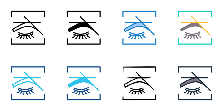 Eyebrow threading icons set multiple style collection. Editable stroke 

