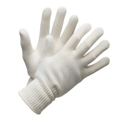 Obraz premium A pair of white cotton gloves displayed on a completely white background