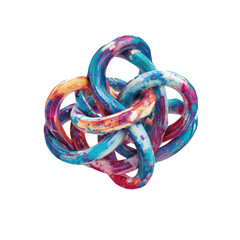 Fototapeta premium Colorful elastic rubber bands and vibrant string cords forming an abstract ball of office equipment isolated on a white background
