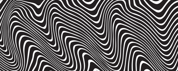 Black and white abstract poster design with liquid lines