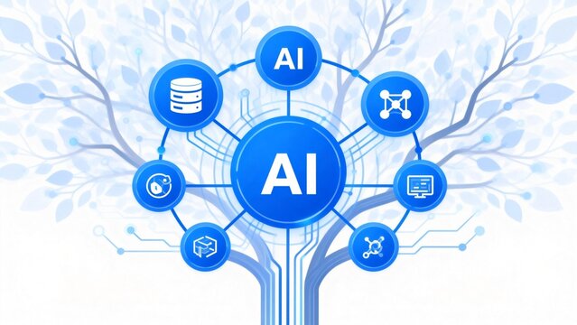 AI technology tree with icons