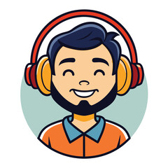 Man wearing headphones headset vector illustration