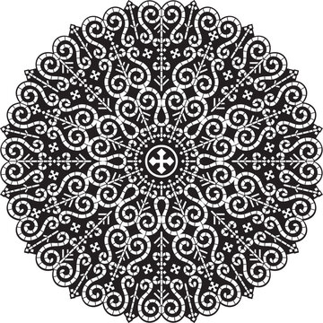 Vector monochrome black round Yakut ornament. Endless circle, border, frame of the northern peoples of the Far East.