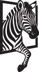 Zebra Emerging from Frame Silhouette Wildlife Vector Illustration
