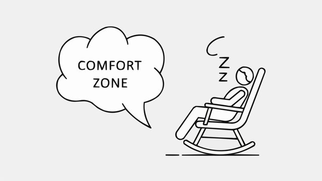 Person sleeping in rocking chair with comfort zone bubble.