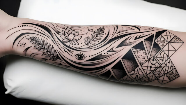 Tattoo design placed on forearm with artistic detail
