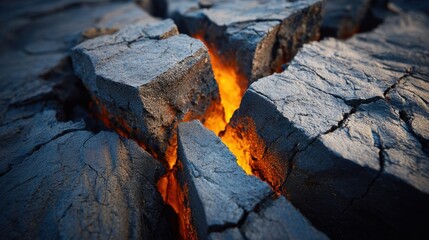 Cracked rock revealing glowing hot lava