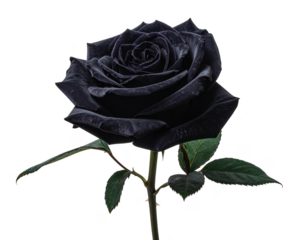 black rose with branch isolated on a transparent background