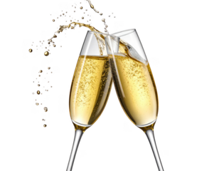 glasses of champagne watercolor illustration isolated on white or transparent background