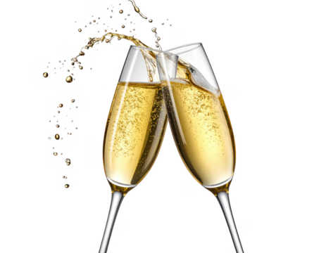 glasses of champagne watercolor illustration isolated on white or transparent background - Powered by Adobe