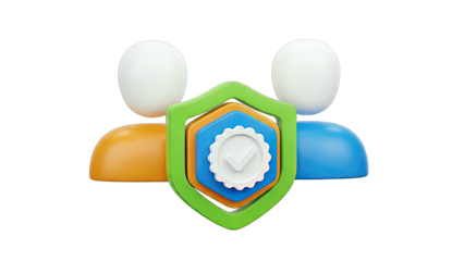 People protected by shield and checkmark icon