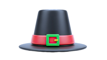 Pilgrim Hat with Red Band and Green Buckle