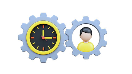 Clock and Gear with Person Icon