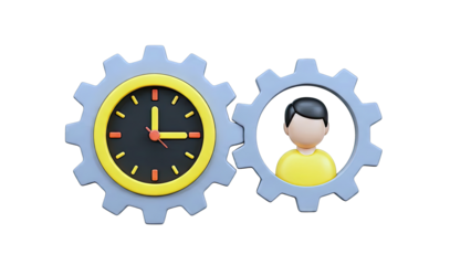 Clock and Gear with Person Icon