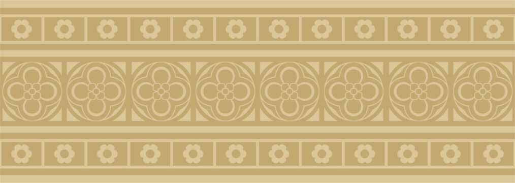 Vector golden gothic border. Medieval European ornament. Classic pattern of the Germans, Angles, Saxons, Franks.