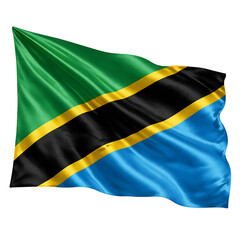 Obraz premium Tanzania National Flag Waving on Flagpole