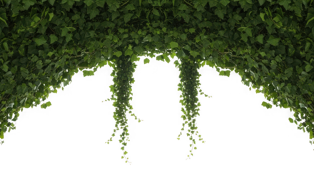 Green ivy vines hanging down isolated on transparent background